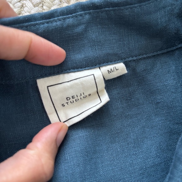 deiji studios stonewashed linen set with shorts—steel blue - Picture 3 of 4